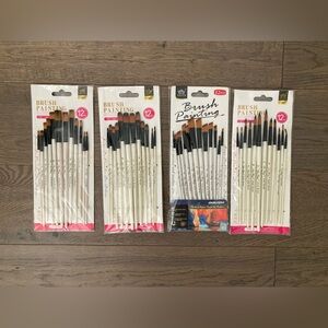 Complete 4 Sets of Nylon Synthetic Watercolor Gouache Acrylic Painting Brushes